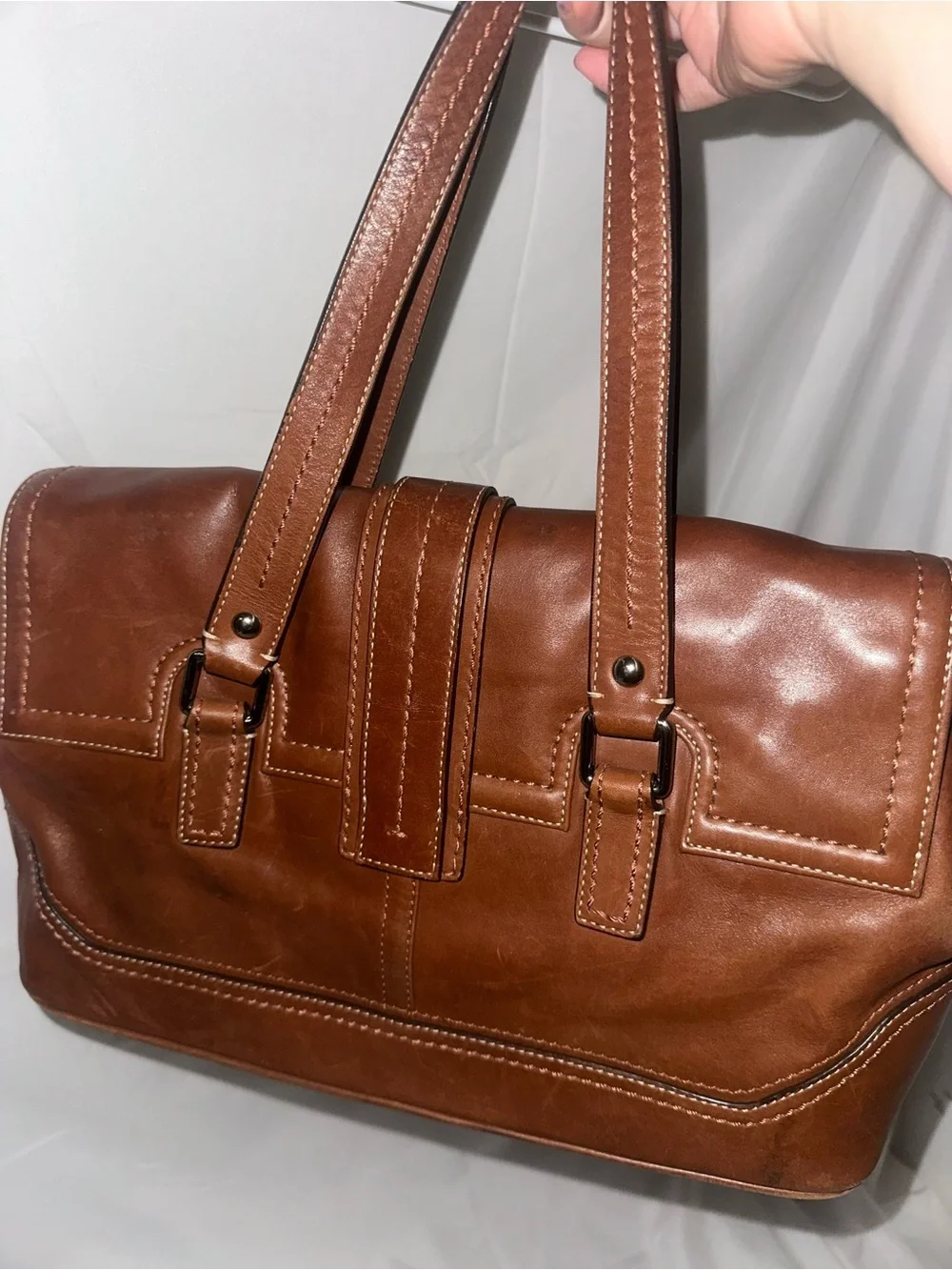 Coach Hamilton Cognac Brown Leather Satchel Shoulder Bag F12604